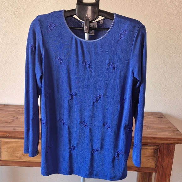 Together Tops - Together Vibrant Blue Blouse with Long Sleeves
